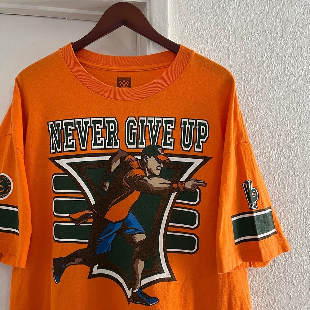 WWE John Cena Never Give Up Men's Orange T-Shirt - Men's Size 2XL
